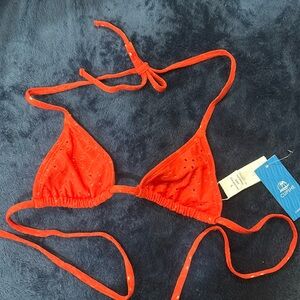 cupshe red strawberry triangle bikini top